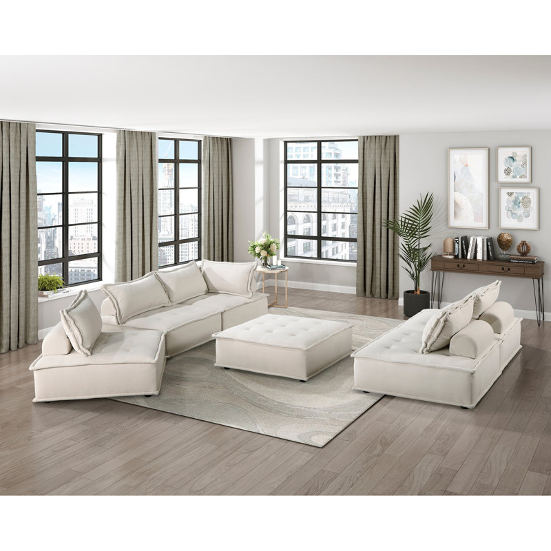 Chaise d'appoint moderne beige avec structure en bois massif et boucle sans accoudoirs contemporaine en mousse haute