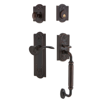 Nostalgic Warehouse Meadows Plate C Grip Handleset with Single Cylinder Deadbolt and Manor Lever