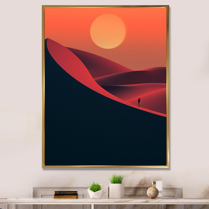 Sunrise Horizon Desert On Mars Planet II - Desert Wall Art, Black Picture Framed, 44" H x 34" W