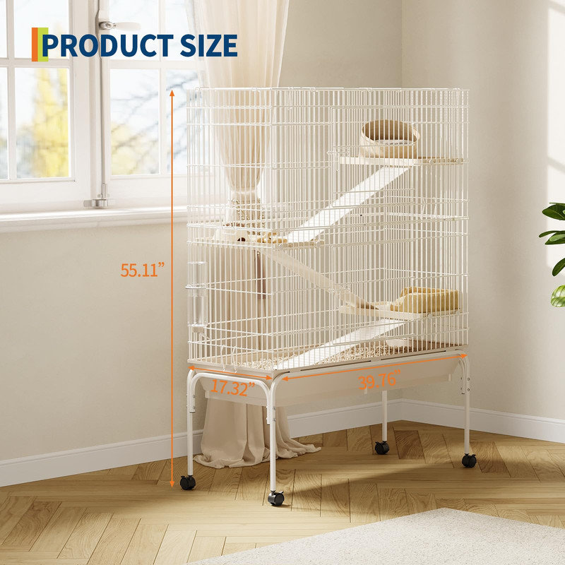 Condo à 4 niveaux avec roulettes en métal pour animaux 40 po pour furets, lapins et chinchillas