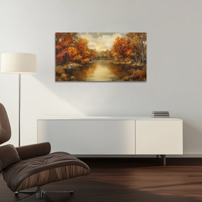 Automne, art mural paysage d'automne, décorations murales d'automne, peintures d'automne rétro pour le salon, œuvre d'art de ton de terre pour la décoration murale de chambre à coucher, impressions sur toile tendue avec cadre, 20 po x 40 po