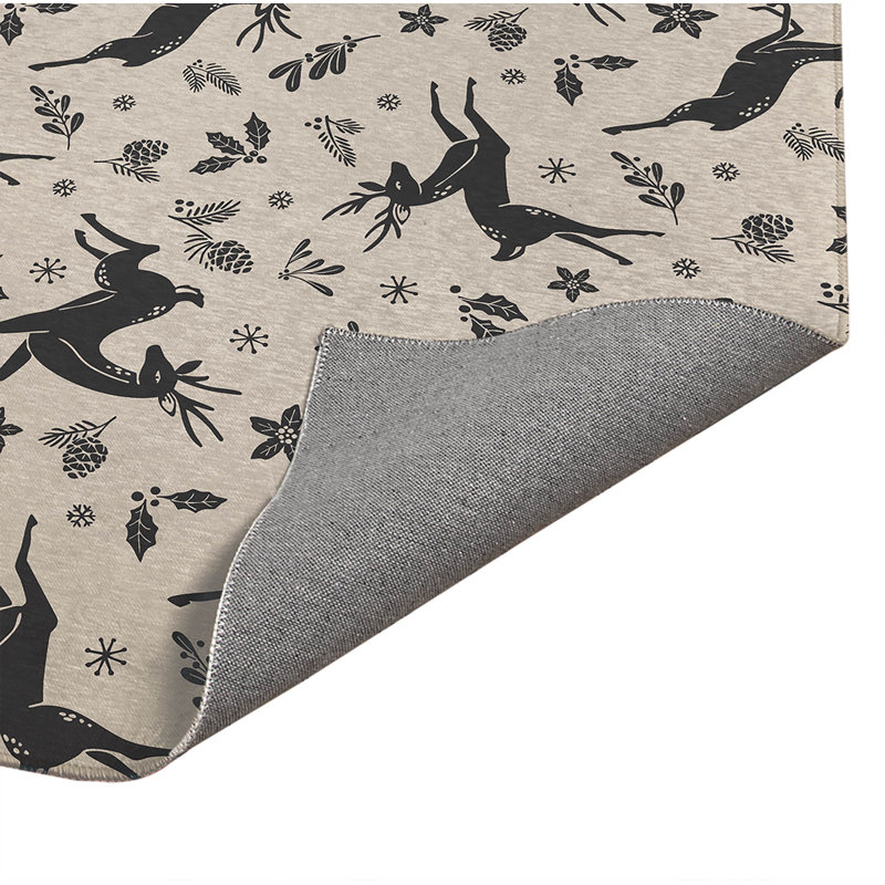 Tapis de cuisine à profil bas, Rectangulaire 3 pi x 5 pi, Ivoire/noir