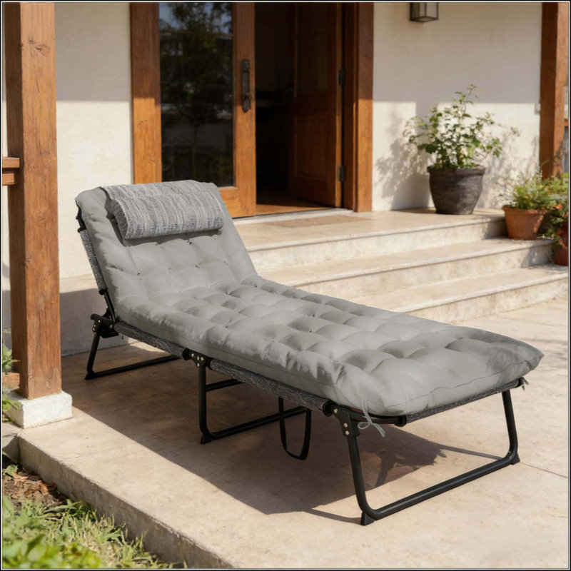 Outdoor Sun Lounger,Folding Chaise Lounge Chair, Gray