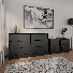 Ensemble de chambre à coucher moderne 3 pièces avec commode 6 tiroirs et 2 tables de chevet Maiesha