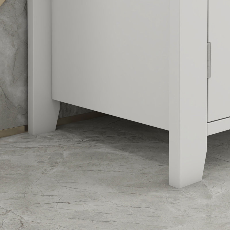 Armoire de rangement à piédestal, sous-lavabo, meuble-lavabo de salle de bain avec U et tablette interne réglable, blanc