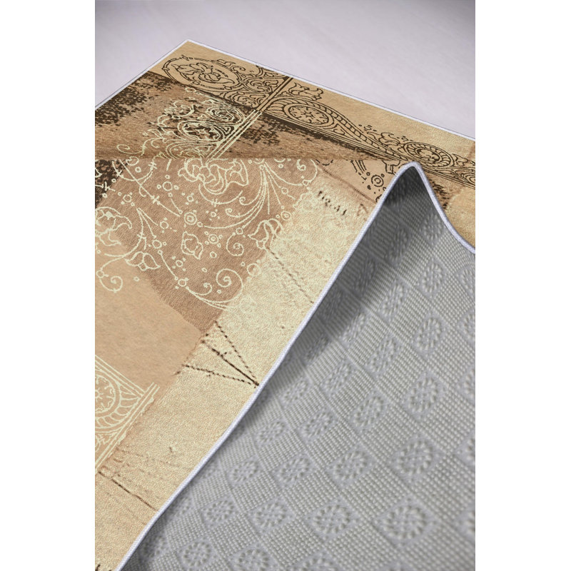 Stylish Area Rug (4.6 x 7.2 ft), Powder Color, 100% Polyester | 650 g/m², 0.16 in Pile Height | Antibacterial, Eco-Friendly, Non-Slip PVC Dot Underside | Machine Washable, Perfect for Living Room & Bedroom Decor