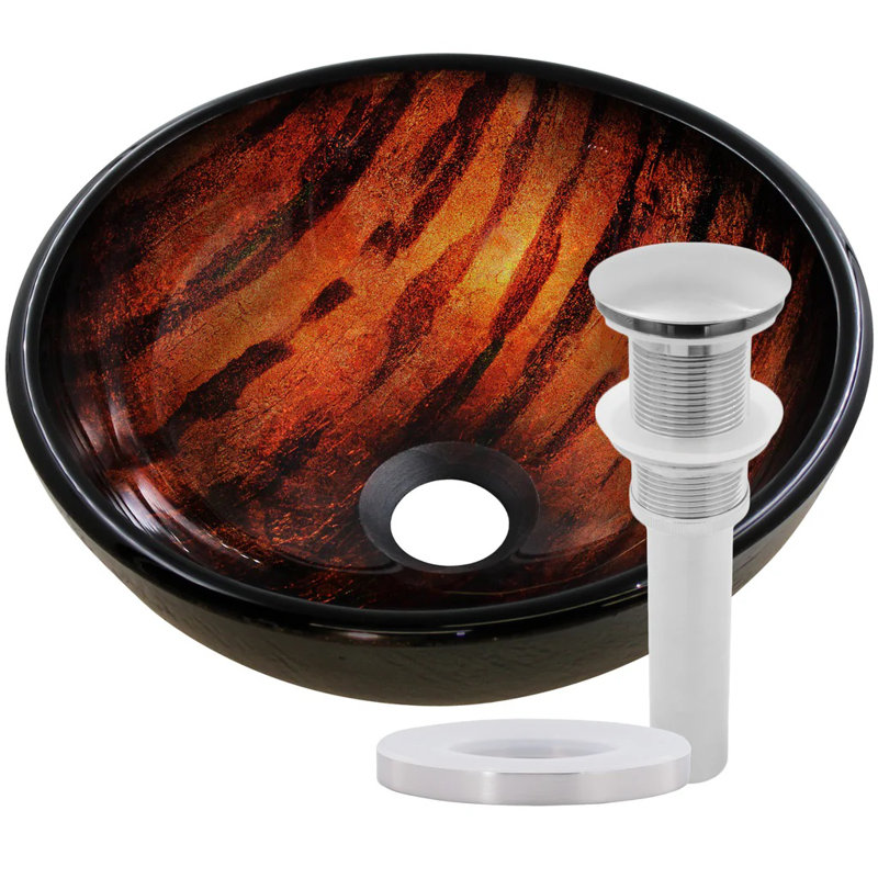 Novatto MIMETICA 12'' Glass Oval Bathroom Sink, Brushed Nickel