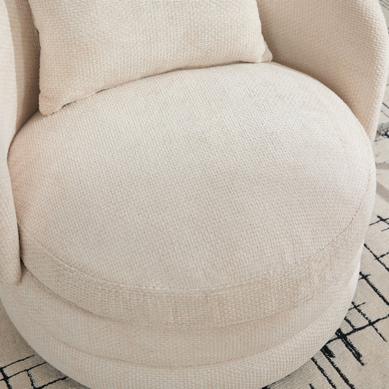 Fauteuil demi-tonneau rond 30 po avec coussins en chenille 30 po, Beige