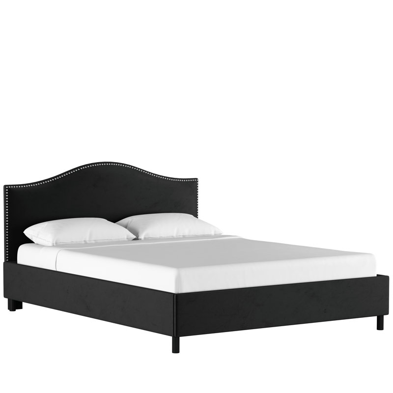 Lit plateforme tapissier Myers, Très grand californien, Classic Black Performance Velvet