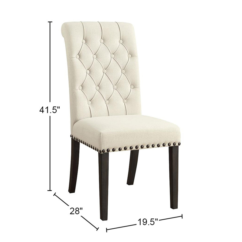 Ensemble de 2 chaises d'appoint rembourrées en tissu, Tissu beige
