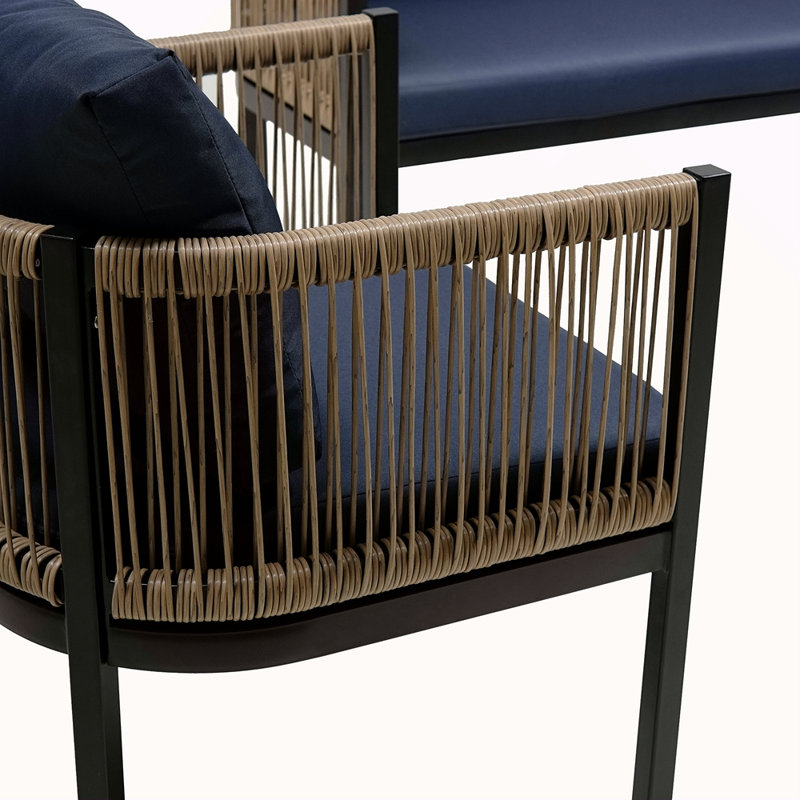 Combinaison de canapé pour plusieurs personnes avec une table, idéale pour le jardin, la cour et les balcons, Bleu