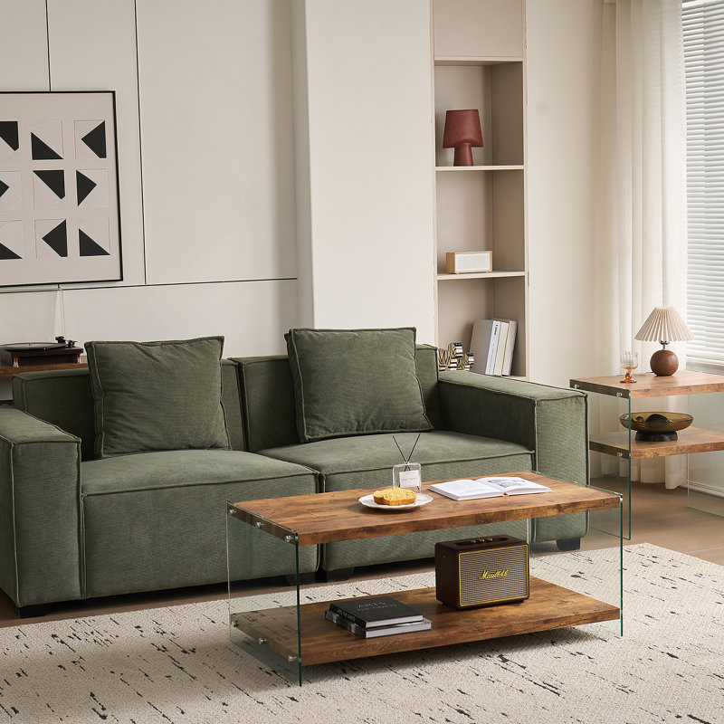 MDF Coffeetable, Small Tea Table, Walnut Tempered Glass Sofa Table
