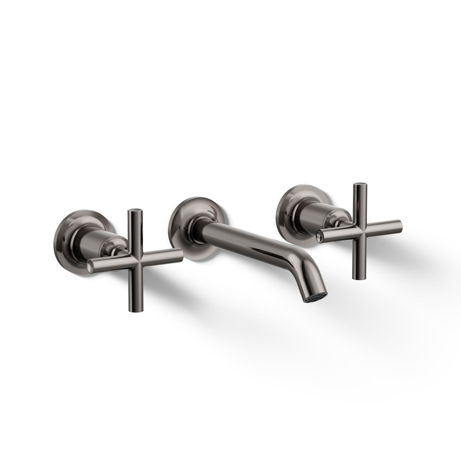 Purist Wall-Mounted Bathroom Faucet, Cross Handle, Vibrant Titanium