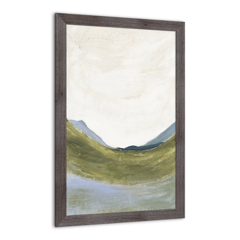 Paysage abstrait vert - peinture sur toile, Cadre photo gris en acrylique, H 36 po x l 24 po x P 0,75 po