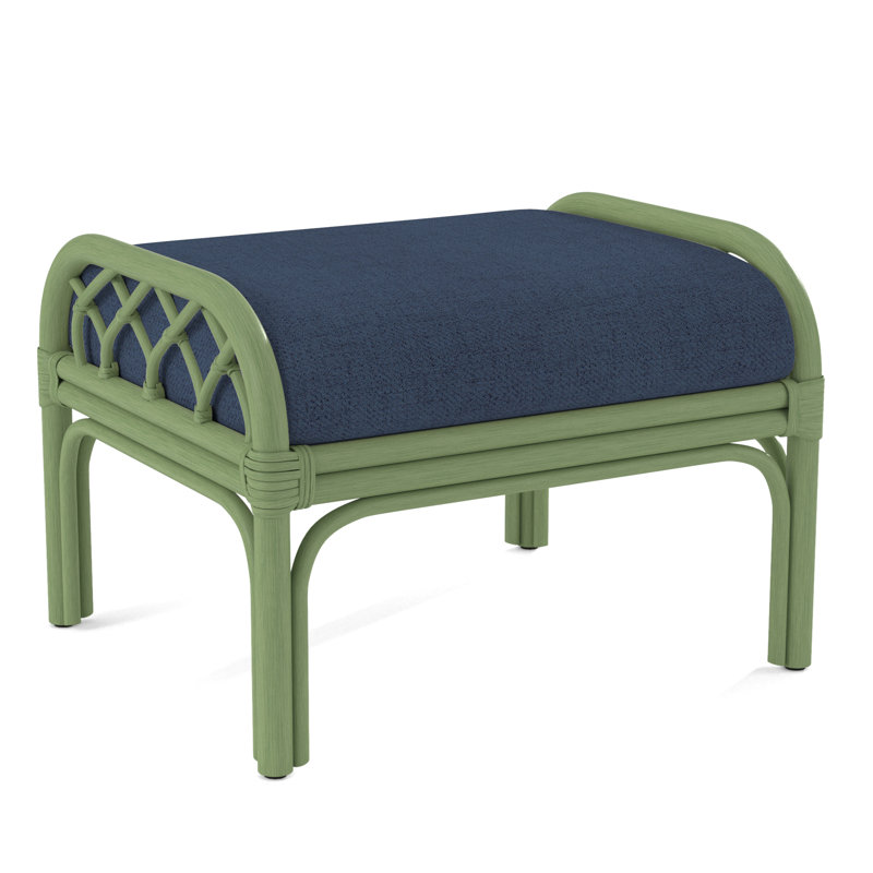 Edgewater Ottoman, Celery, White Performance Fabric; 0851-94
