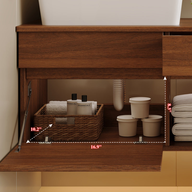 Petit meuble-lavabo flottant simple 31,5 pouces avec lavabo - conception murale, parfait pour les salles de bain compactes.
