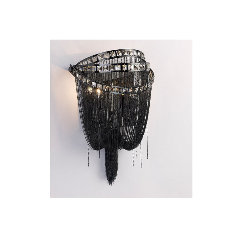 Jorge Flush Mounted Sconce, Black Chrome