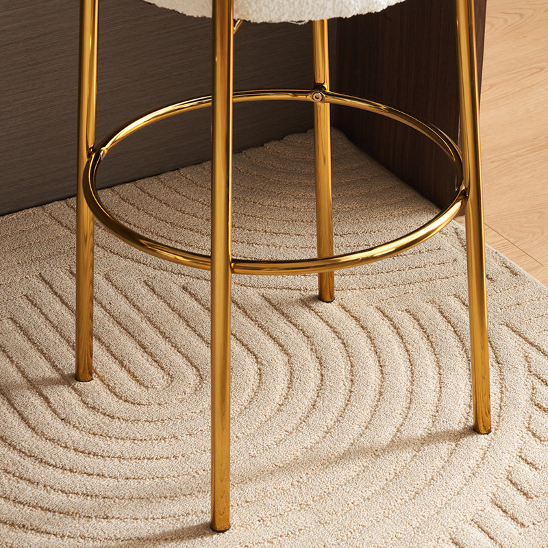Upholstered Counter Stool with Metal Frame, Gold, White