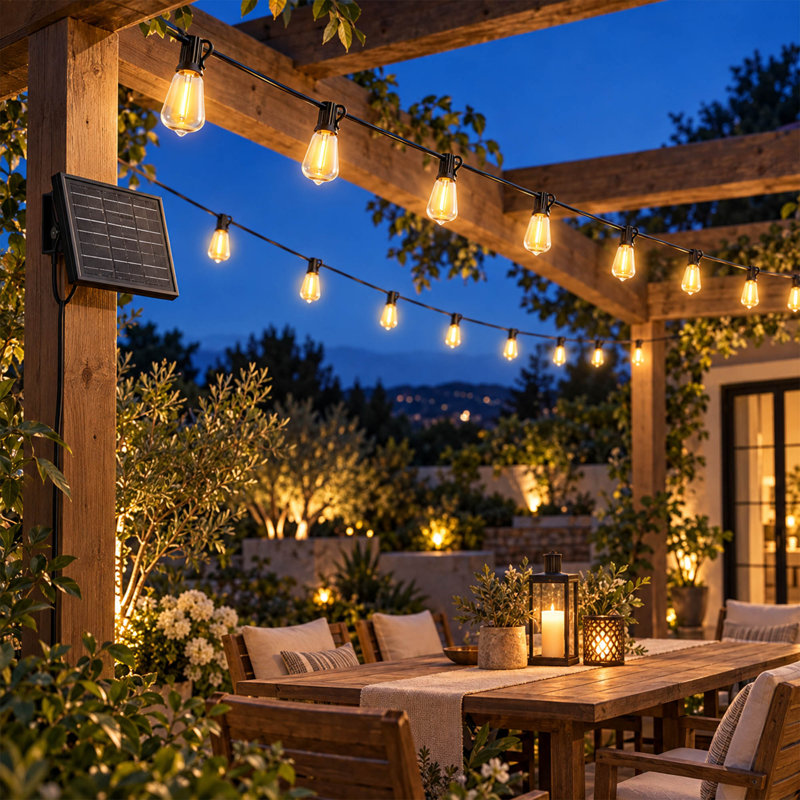 Solar String Lights with Remote and Timer, Shatterproof LED Patio Lights