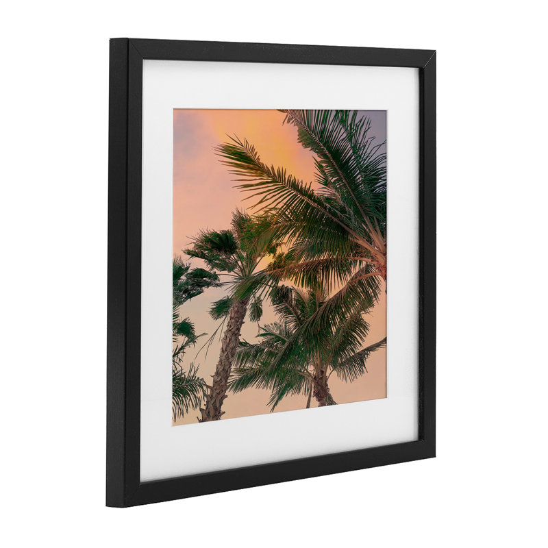 «Gathering Palms at Sunset», reproduction encadrée sous verre, conception de Susan Jill, H 13 po x l 13 po, Cadre noir minuit