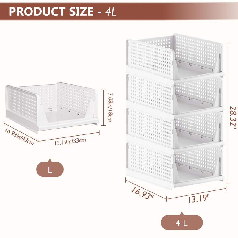 4 Pack Folding Closet Organizers Box