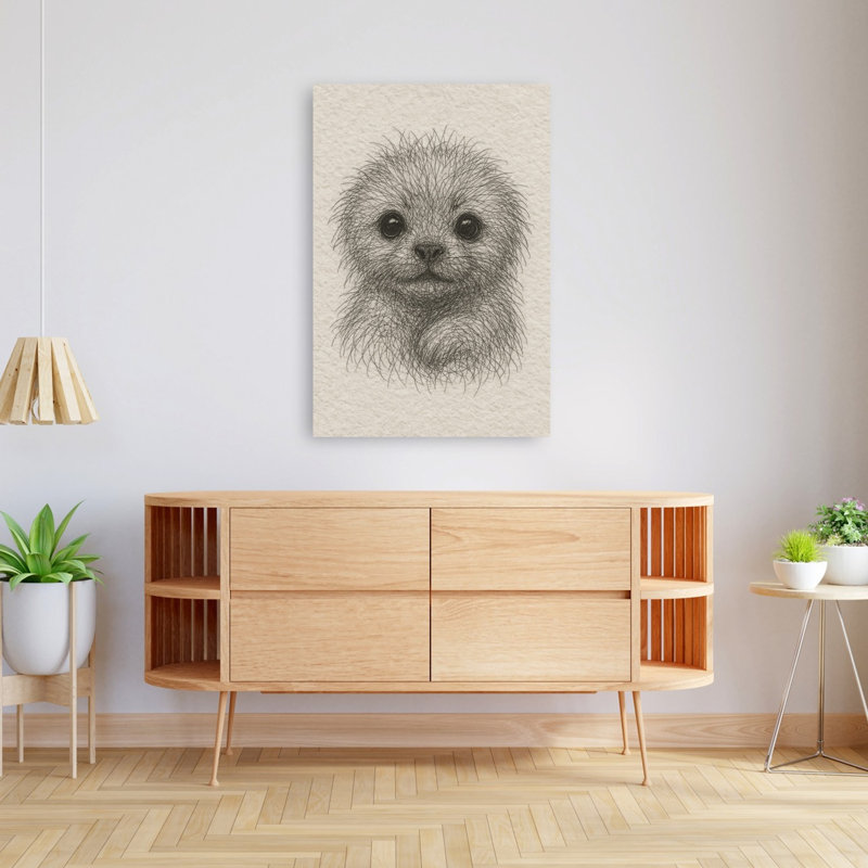 Fluffy Puppy Portrait Contemporary Dog Wall Art Print 1 Piece Wrapped Canvas Wall Art, 121.92cm H x 81.28cm W