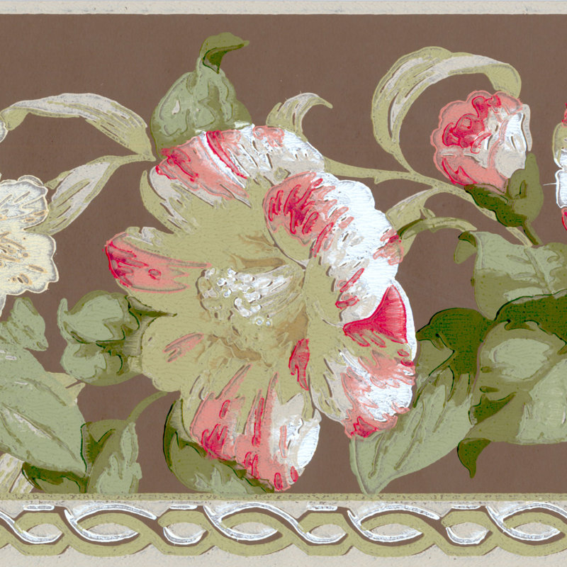 Bordure de papier peint Kasye L 15 pi x l 8 po, Taupe / rouge