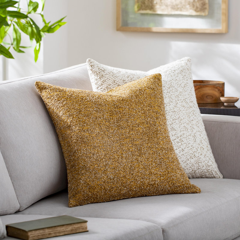 Bobby Throw Pillow, 22" x 22", Mustard, Down