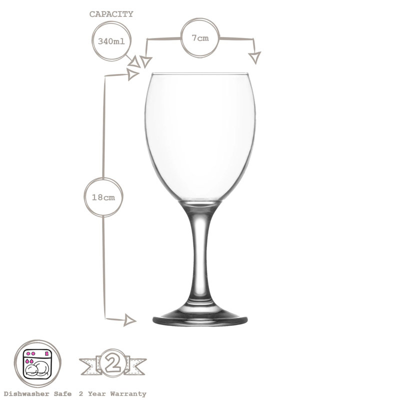 LAV Glass All Purpose Wine Glass Stemware, 340