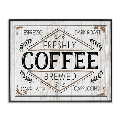 «Rustic Fresh Brew Coffee Sign Autumn Charm» par Jennifer Pugh - impression d'art graphique