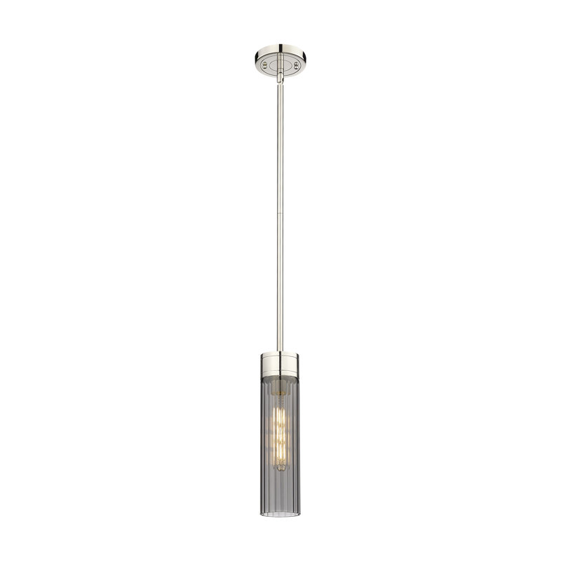 Luminaire suspendu 8 lumières Empire, H 12,75 po x l 3,13 po x P 3,13 po, Plaqué couleur fumée, Nickel poli
