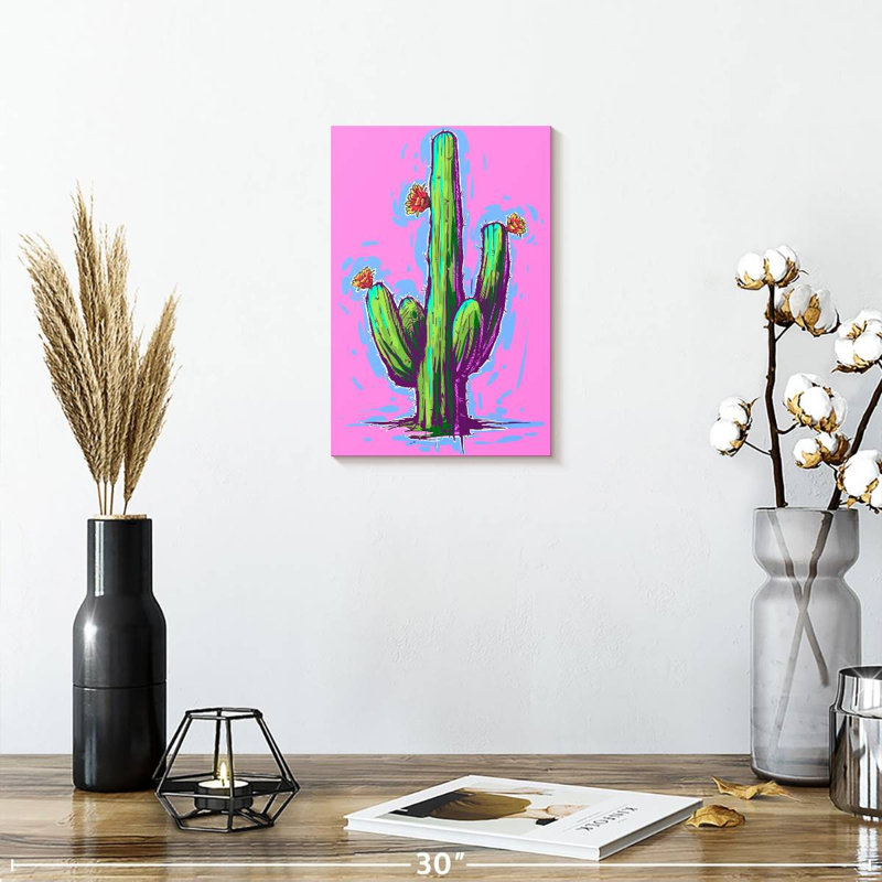 Harnek Cactus On Hot Pink, 12" H x 8" W