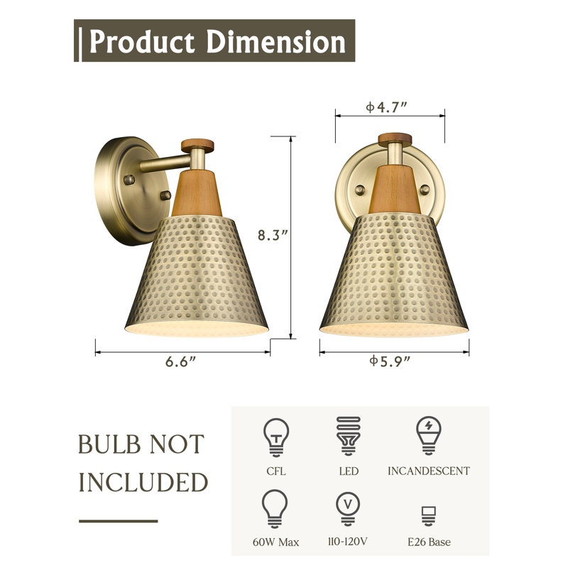 Mudge Armed Sconce, Brass