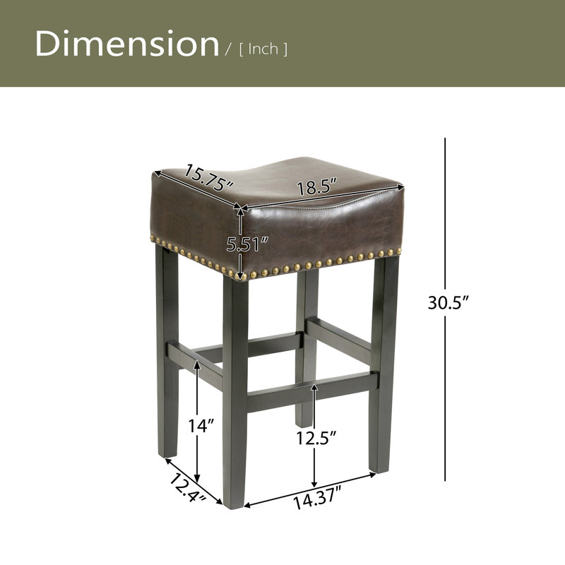 Tabouret de comptoir 30 po sans dossier en similicuir 30 po (ensemble de 2), Brun