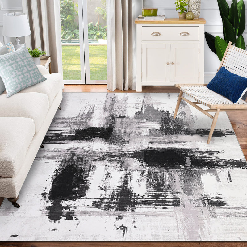 Tapis moderne lavable à la machine, Rectangle 5 pi x 7 pi