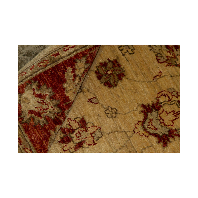 Hand-Knotted High-Quality Cream and Red Area Rug