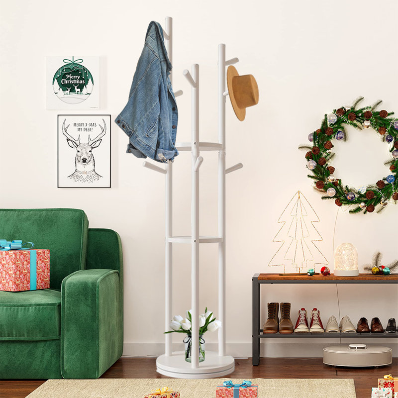 Portemanteau autoportant en bois massif, Blanc