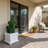 Decorative White Planter Box With Artificial Dog Topiary