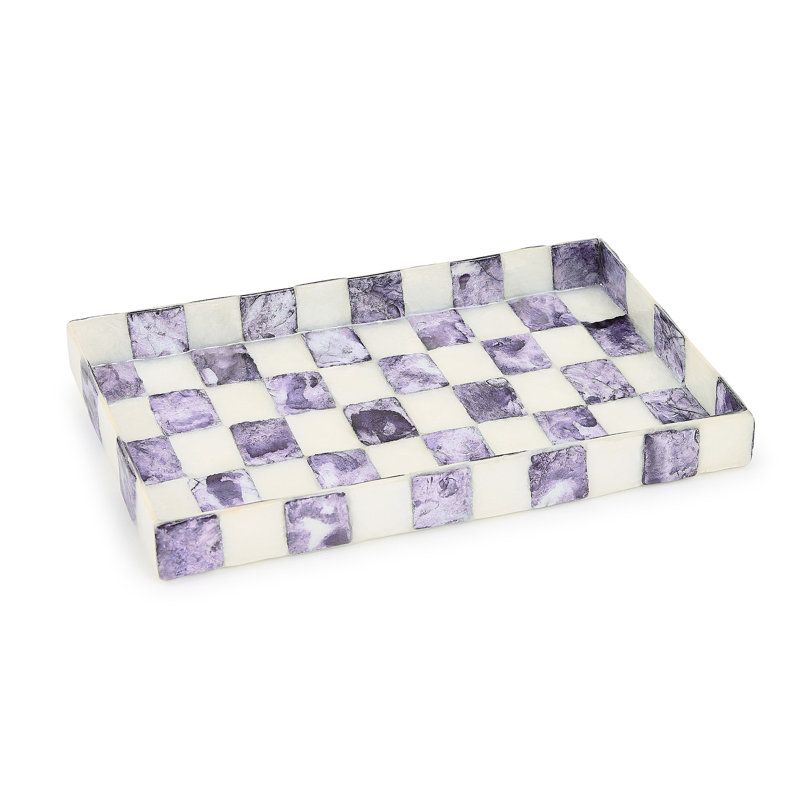 Violet Check Capiz Vanity Tray