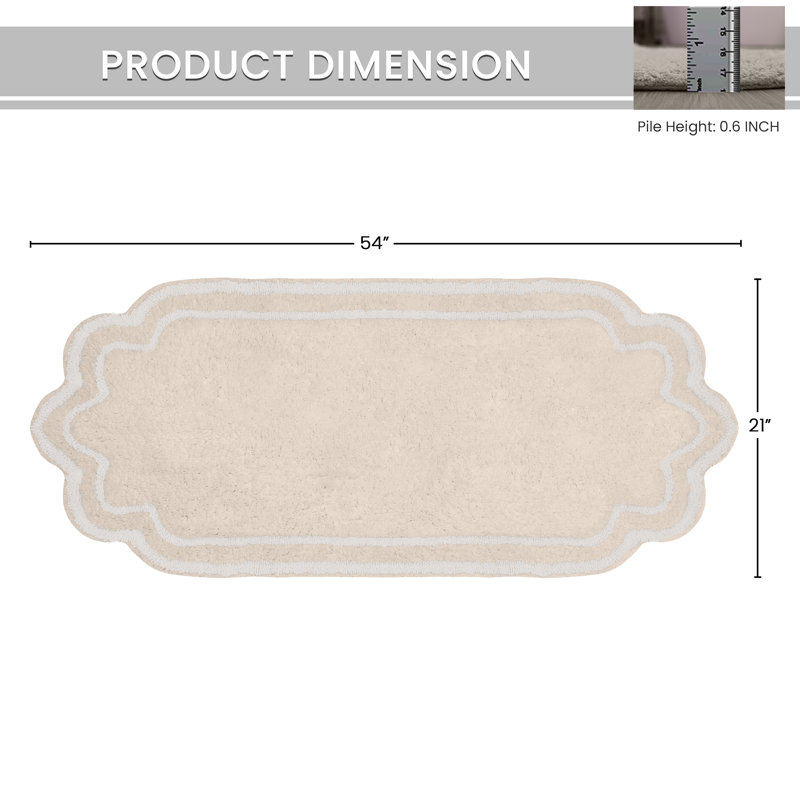 Tapis pour salle de bain Dobrinka, Ivoire ivoire, 21 po x 54 po (rectangle)