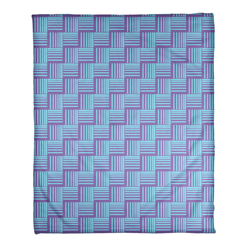 Couverture polaire à rayures classic basketweave, l 50 po x L 60 po, Mauve / bleu sarcelle