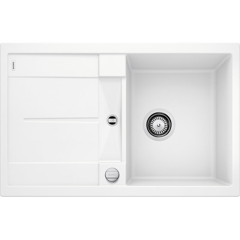 Metra Single Bowl Inset Kitchen Sink, White