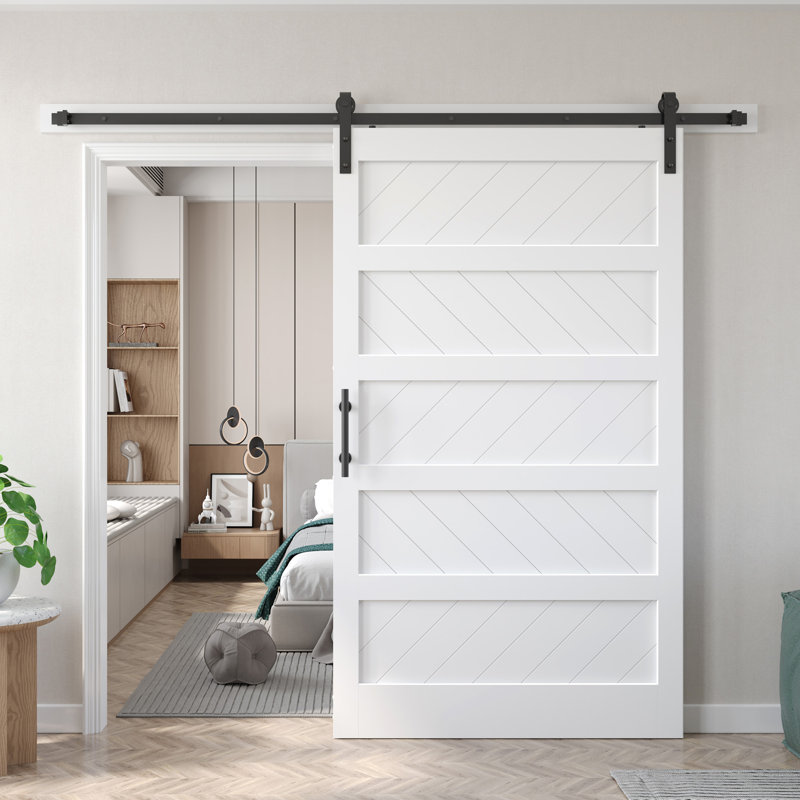 White 48" x 84" MDF Sliding Barn Door with PVC Surface