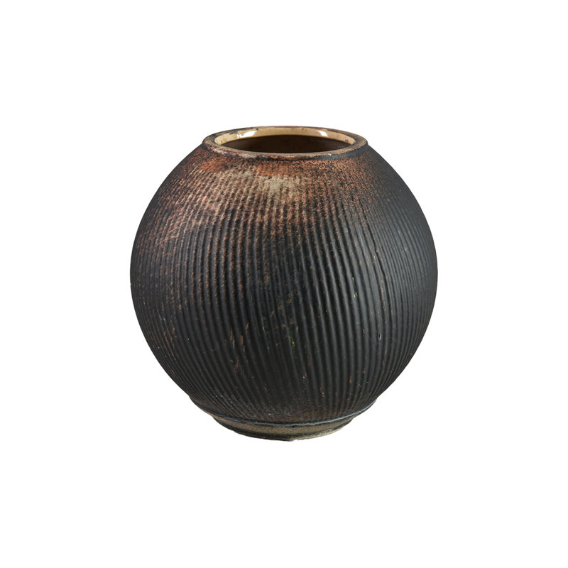Dakota Fields 6-Inch Aged Clay Fishbowl Vase - Rustic Decorative Centerpiece - Unique Ceramic Bowl For Floral Arrangements And Home Decor, Pack 1
