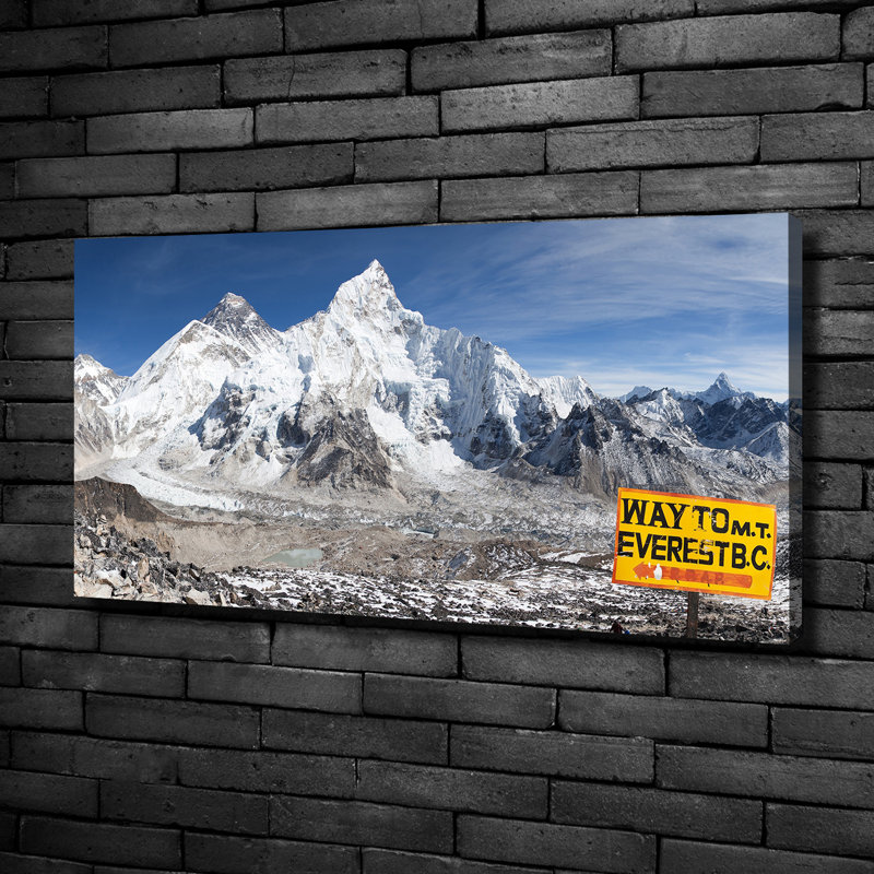 Mount Everest - No Frame Print on Glass, 50cm H x 100cm W x 2cm D, Canvas