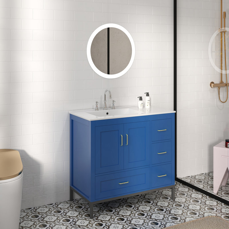 Meuble-lavabo de salle de bain, Bleu