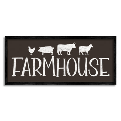 " Farmhouse Animals Sign Black White Pig Cow Chicken " by JJ Design House LLC