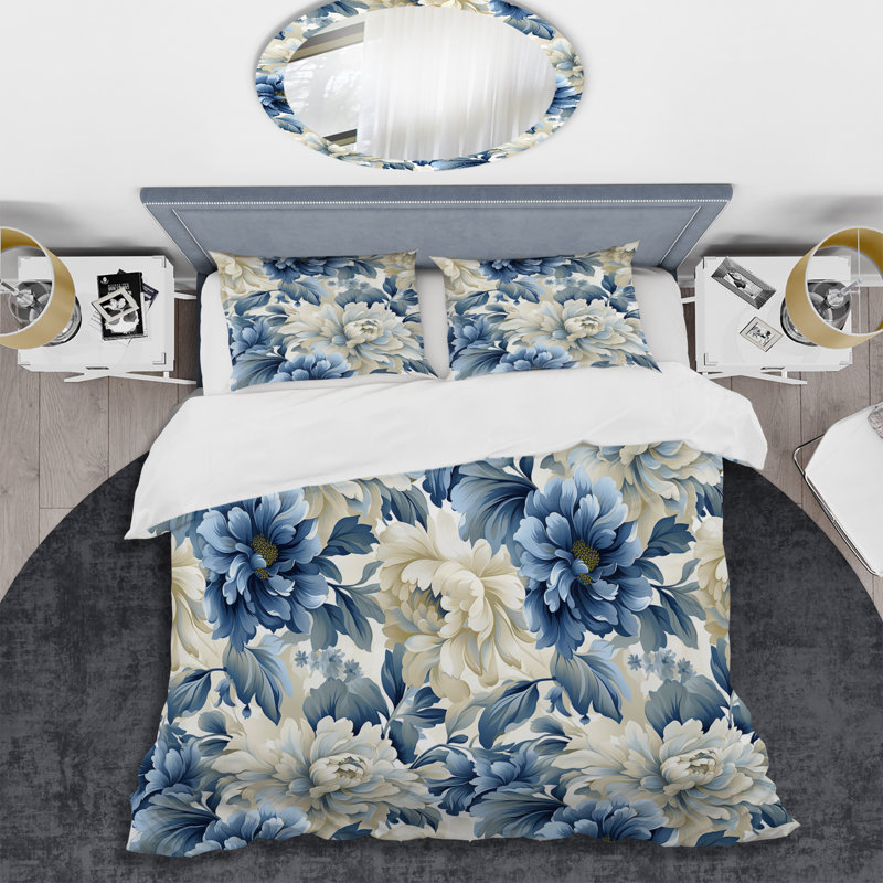 Coastal Tranquility Victorian Pattern VII Duvet Cover, King Duvet Cover + 2 King Shams