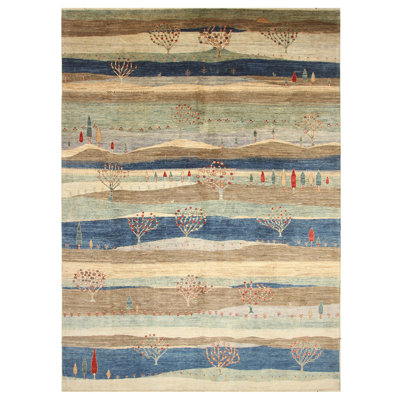 Tapis beige et multicolore de haute qualité noué à la main