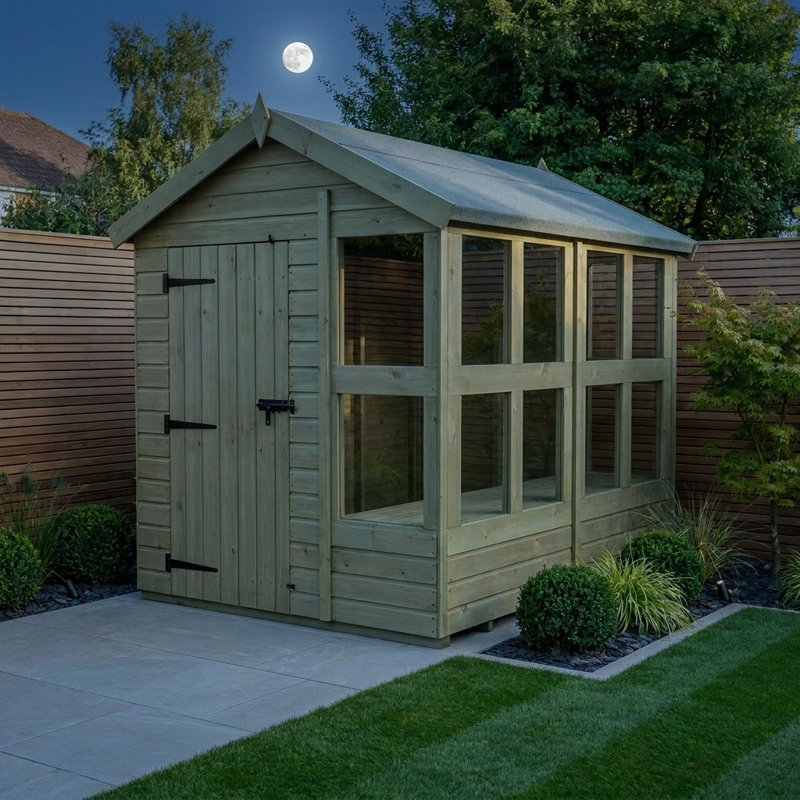 Total Sheds 8ft x 6ft Apex Potting Shed - Built-in Two-Tier Bench - Pressure Treated Timber - UK Manufactured